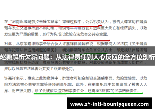 赵鹏解析欠薪问题：从法律责任到人心反应的全方位剖析