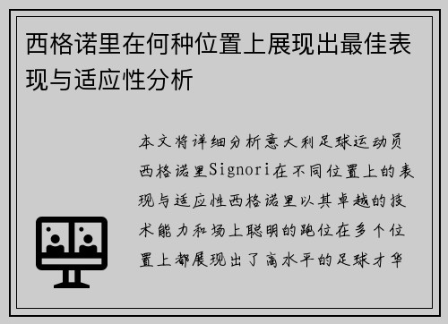 西格诺里在何种位置上展现出最佳表现与适应性分析